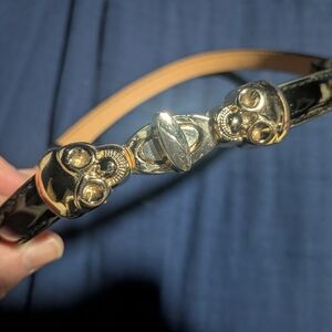 Gold/Black Patent Skull Adjustable Belt